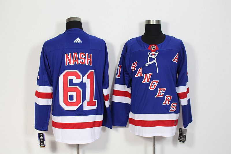 Men New York Rangers #61 Nash Blue Hockey Stitched Adidas NHL Jerseys->new york rangers->NHL Jersey
